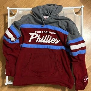 Men's Philadelphia Phillies Mitchell & Ness Burgundy Head Coach Pullover Hoodie